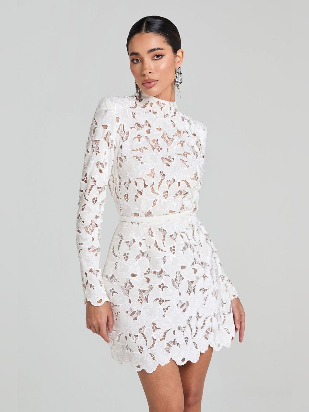 NADINE MERABI Lydia White Lace Short Dress Size US 14/XXL